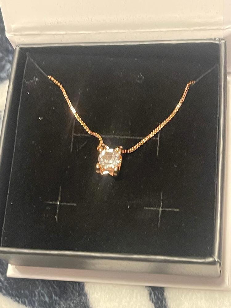 Customer photo review of Clara 18k White Gold Plated Pendant Necklace with Solitaire Round Cut Swarovski Crystal