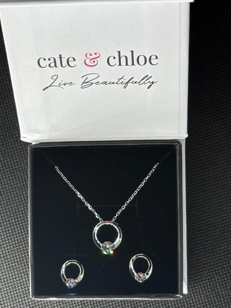 Customer photo review of Dahlia 18k White Gold Plated 13mm Hoop Necklace with Swarovski Crystal