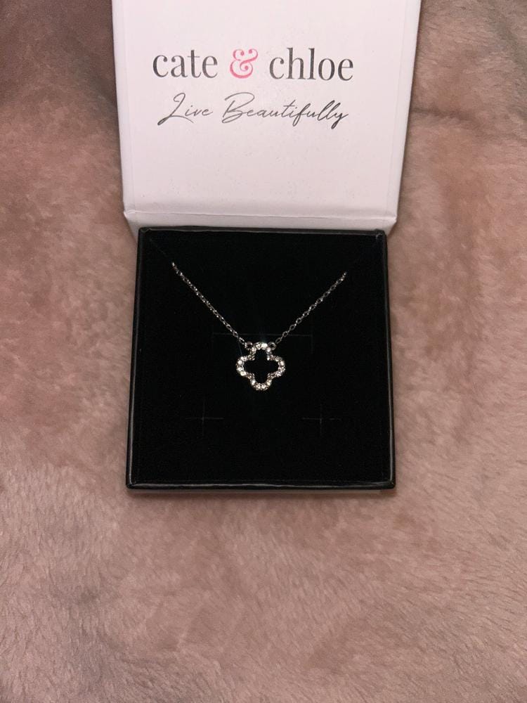 Customer photo review of Cassandra 18k White Gold Plated Necklace with Swarovski Crystals