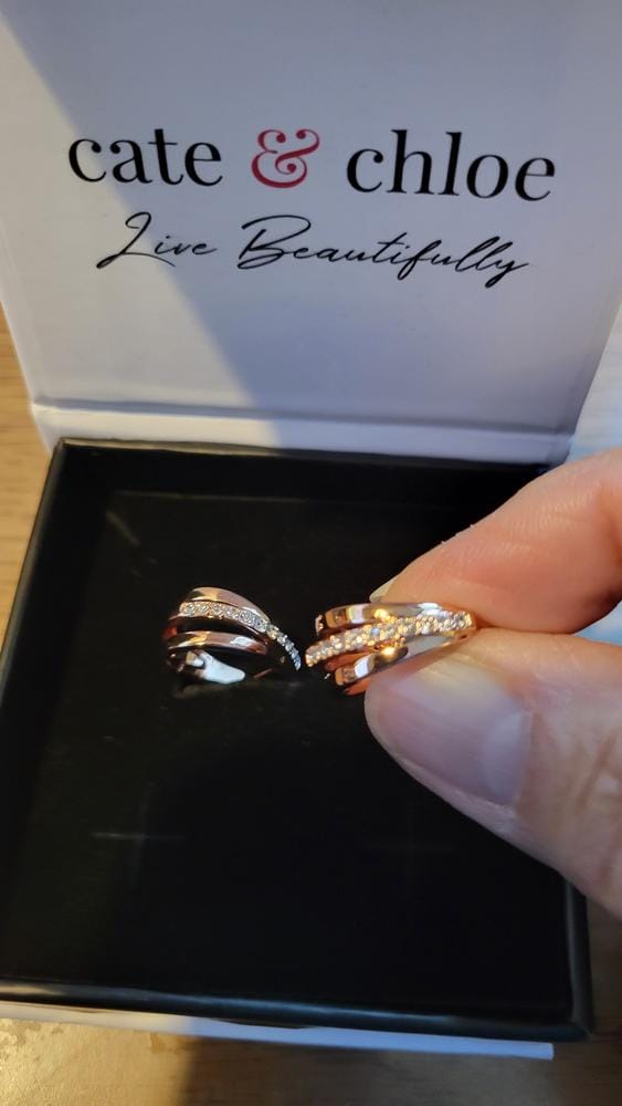 Customer photo review of Bella 18k White Gold Plated 17mm Hoop Earrings with Swarovski Crystals