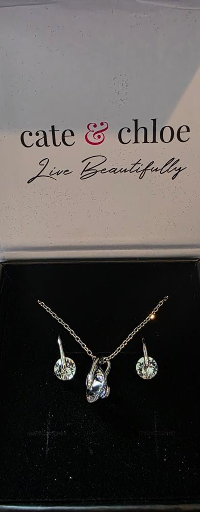 Customer photo review of McKayla 18k White Gold Plated Drop Earrings with Swarovski Crystals