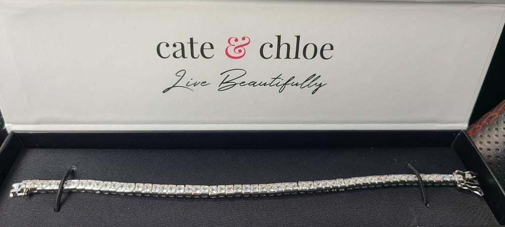 Customer photo review of Leila 18k White Gold Plated Tennis Bracelet with Simulated Diamond Crystals