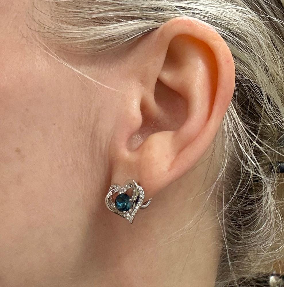 Customer photo review of Forever Birthstone 18k White Gold Plated Double Heart Necklace with Swarovski Crystals