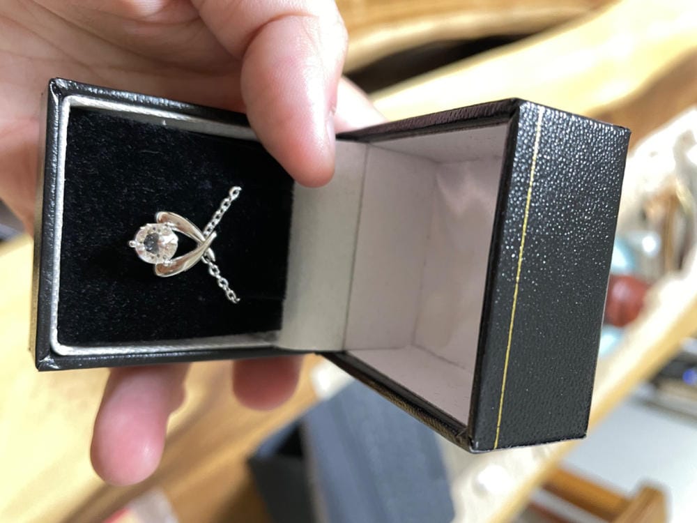 Customer photo review of Eloise 18k White Gold Plated Pendant Necklace with Round Cut Swarovski Crystal