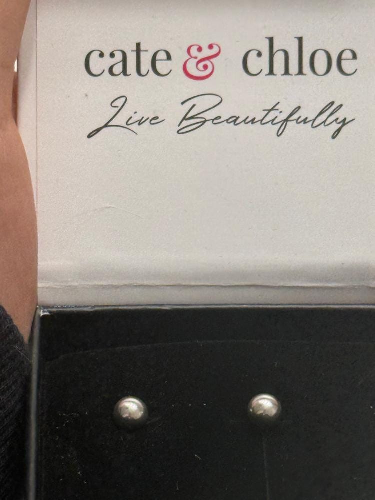 Customer photo review of Harper 18k White Gold Plated Ball Stud Earrings