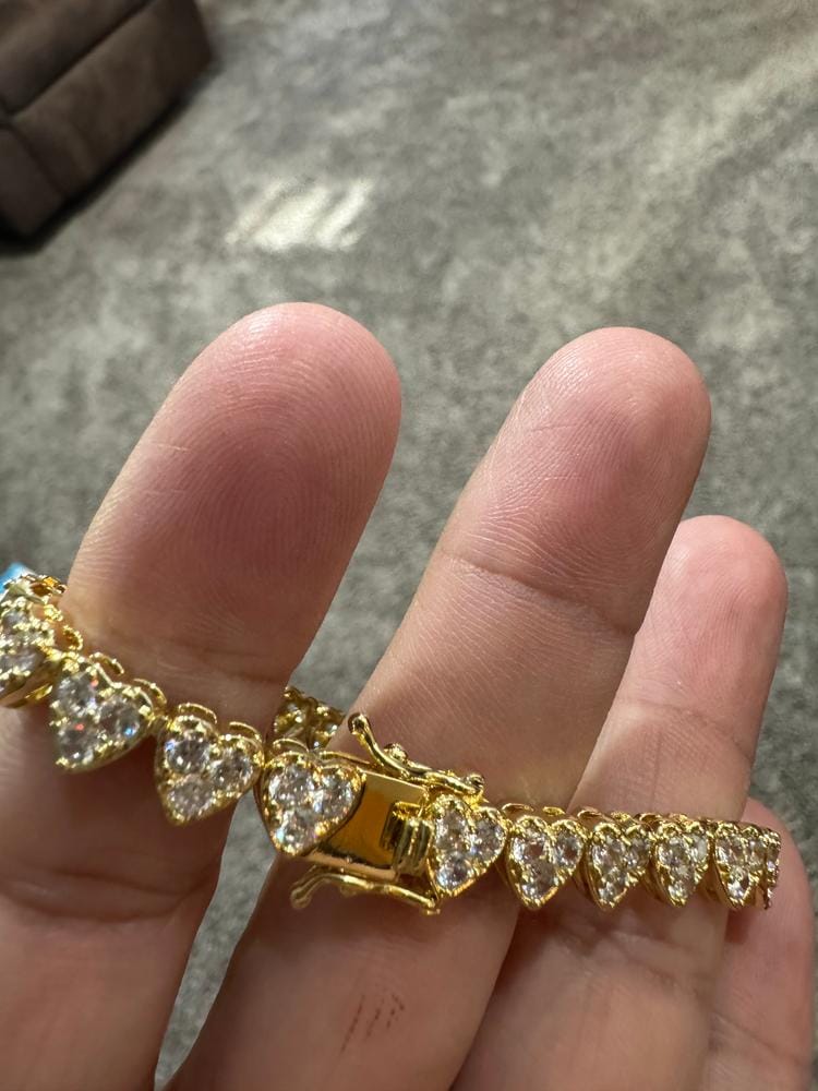 Customer photo review of Donna 18k White Gold Plated Silver Heart Bracelet with Simulated Diamond Crystals