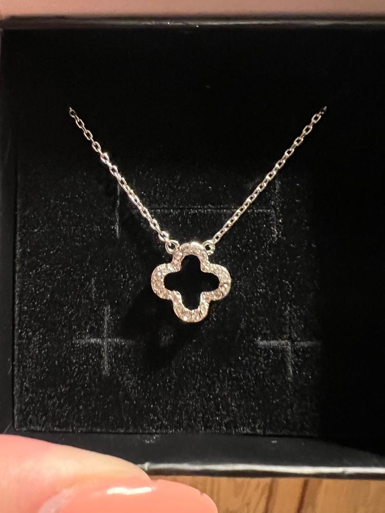 Customer photo review of Cassandra 18k White Gold Plated Necklace with Swarovski Crystals
