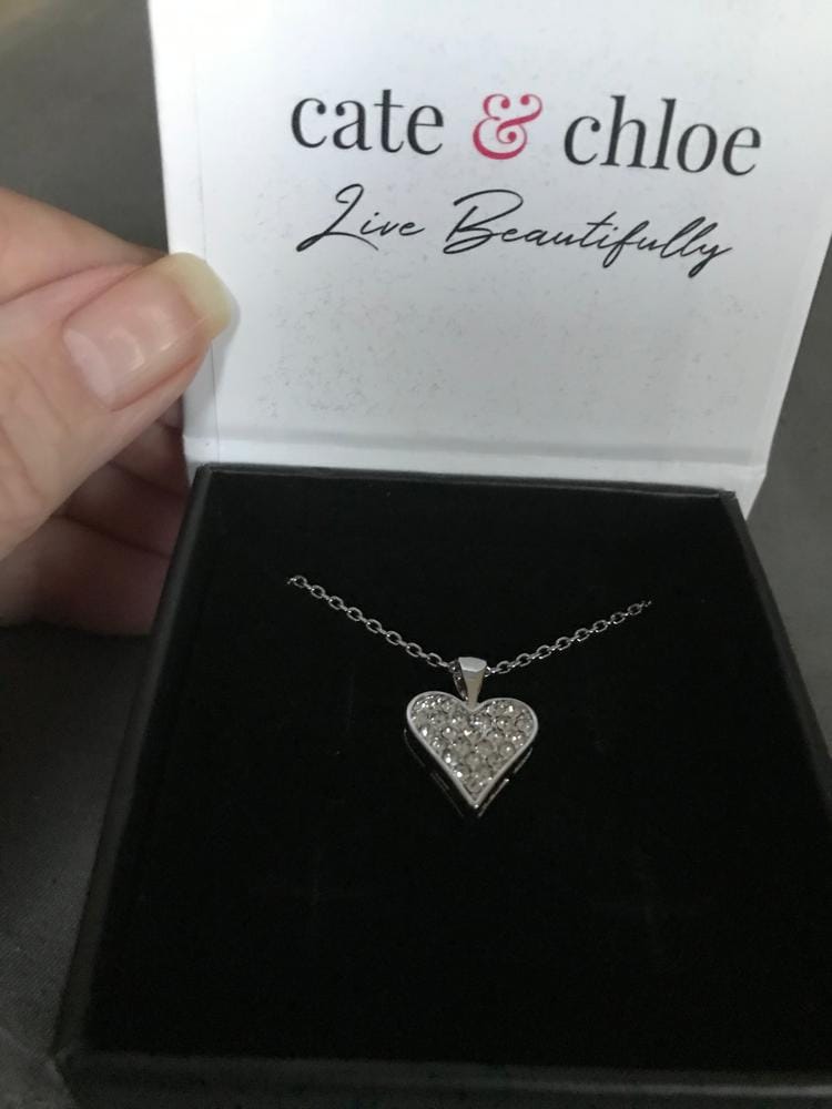Customer photo review of Cecilia 18k White Gold Plated Heart Pendant Necklace with Swarovski Crystals