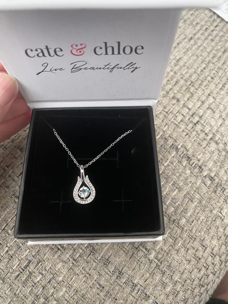 Customer photo review of Bernadette 18k White Gold Plated Tear drop Necklace with Swarovski Crystals