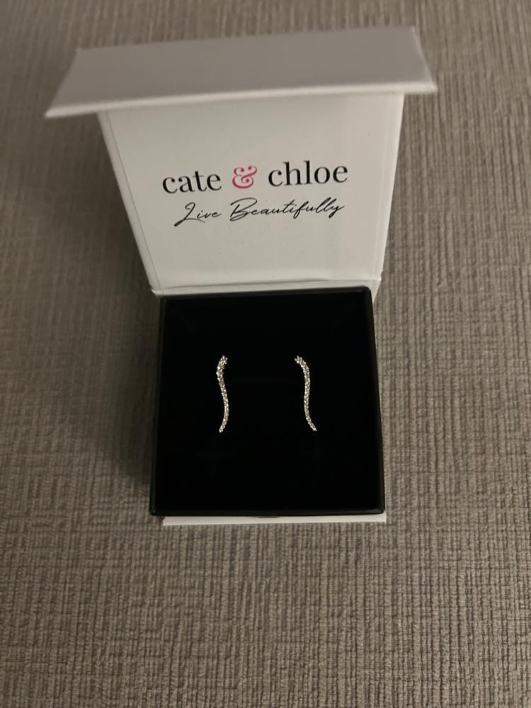 Customer photo review of Isabella 18k White Gold Plated Sterling Silver Ear Climber Earrings with Simulated Diamond Crystals