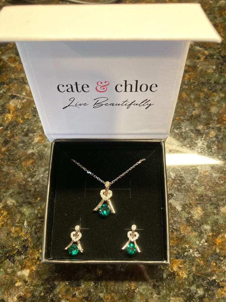 Customer photo review of Serenity Birthstone 18k White Gold Plated Necklace with Round Cut Swarovski Crystals