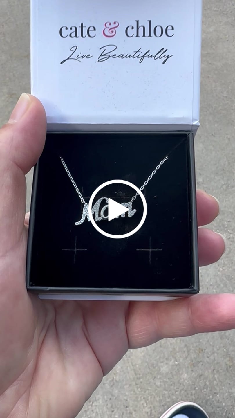 Customer video review of Riley 18k White Gold Plated Mom Necklace with Swarovski Crystals