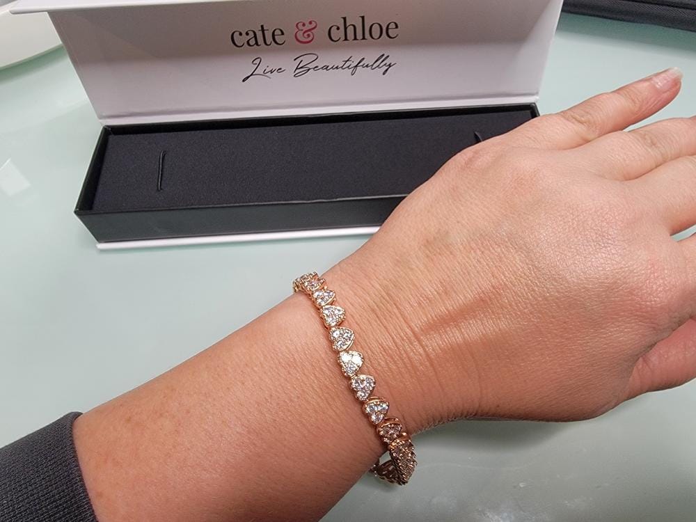 Customer photo review of Donna 18k White Gold Plated Silver Heart Bracelet with Simulated Diamond Crystals