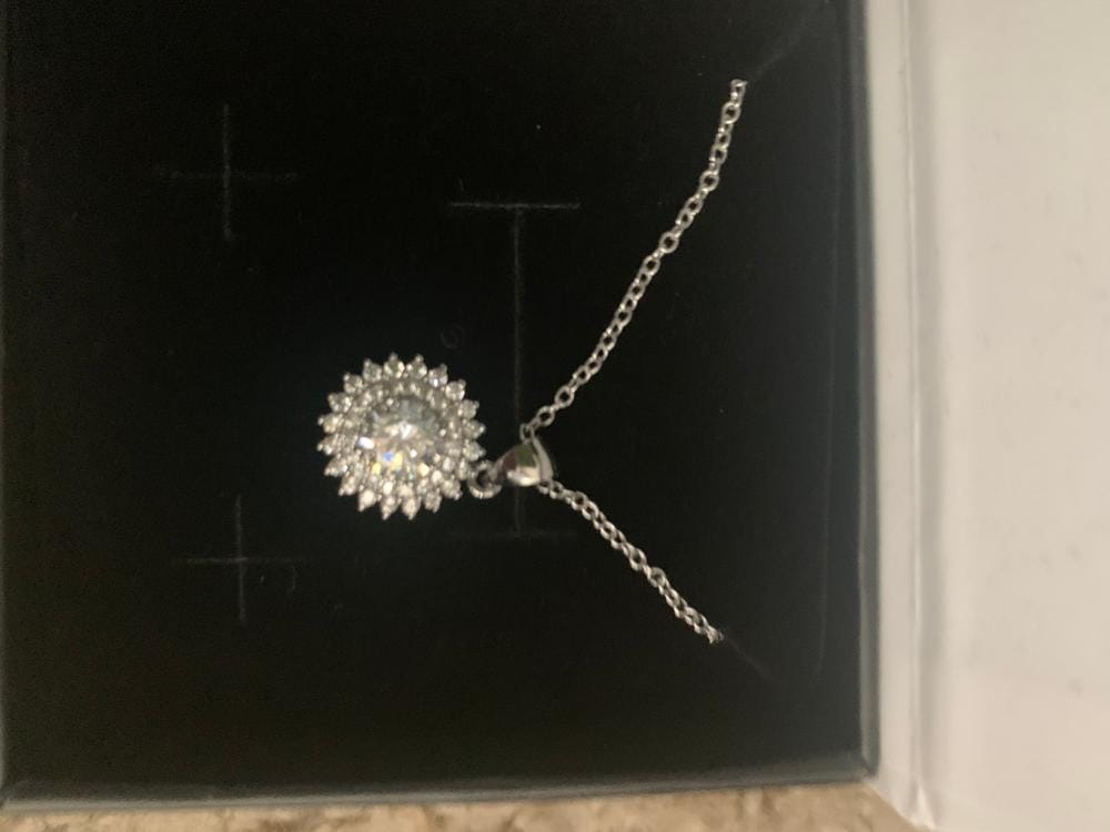 Customer photo review of Cordelia 18k White Gold Plated Silver Pendant Necklace with Simulated Diamond Crystals - Fab Fav Deals