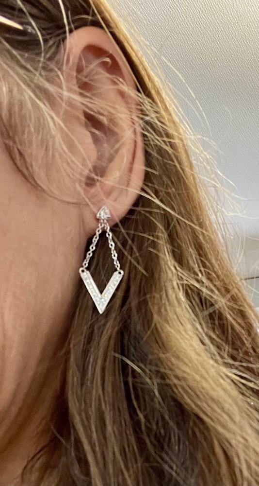 Customer photo review of Francesca 18k White Gold Plated Dangle Earrings with Swarovski Crystals - Fab Fav