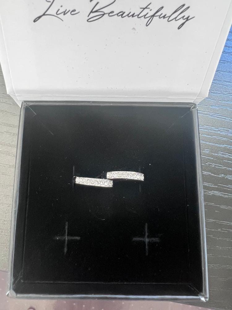 Customer photo review of Lydia 18k White Gold Plated 16mm Hoop Earrings with Swarovski Crystals