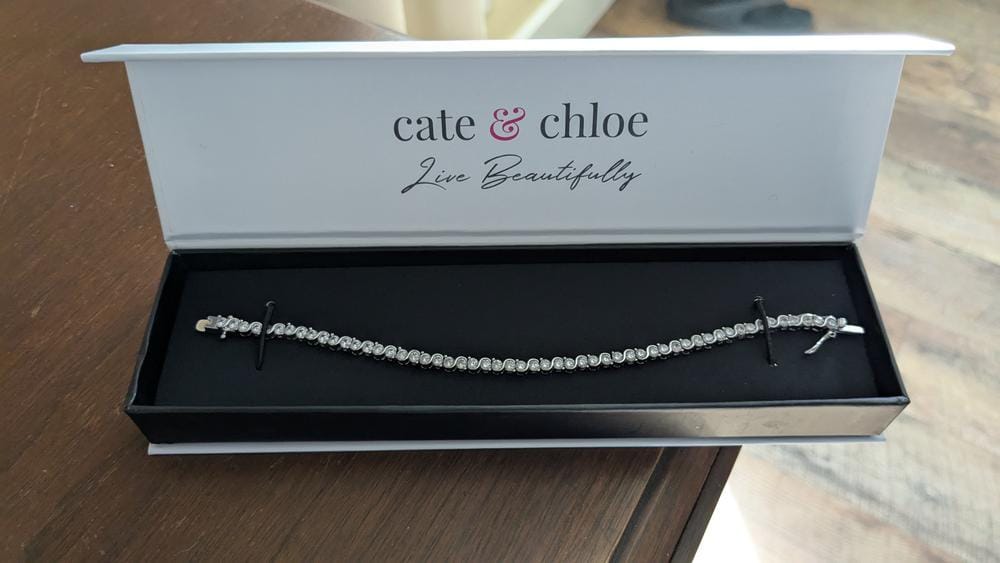 Customer photo review of Ezra 18k White Gold Plated Infinity Tennis Bracelet with Simulated Diamond Crystals