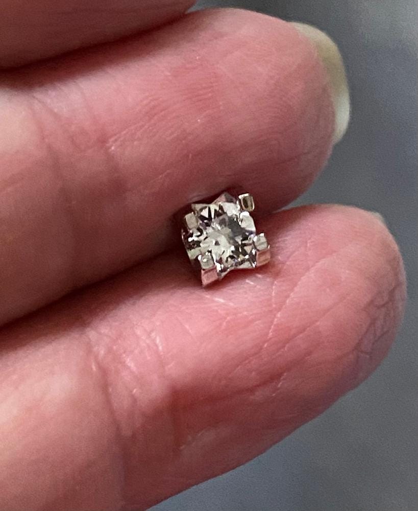 Customer photo review of Clara 18k Gold Plated Stud Earrings with Solitaire Round Cut Swarovski Crystal — Final Sale