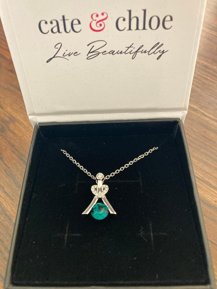 Customer photo review of Serenity Birthstone 18k White Gold Plated Necklace with Round Cut Swarovski Crystals