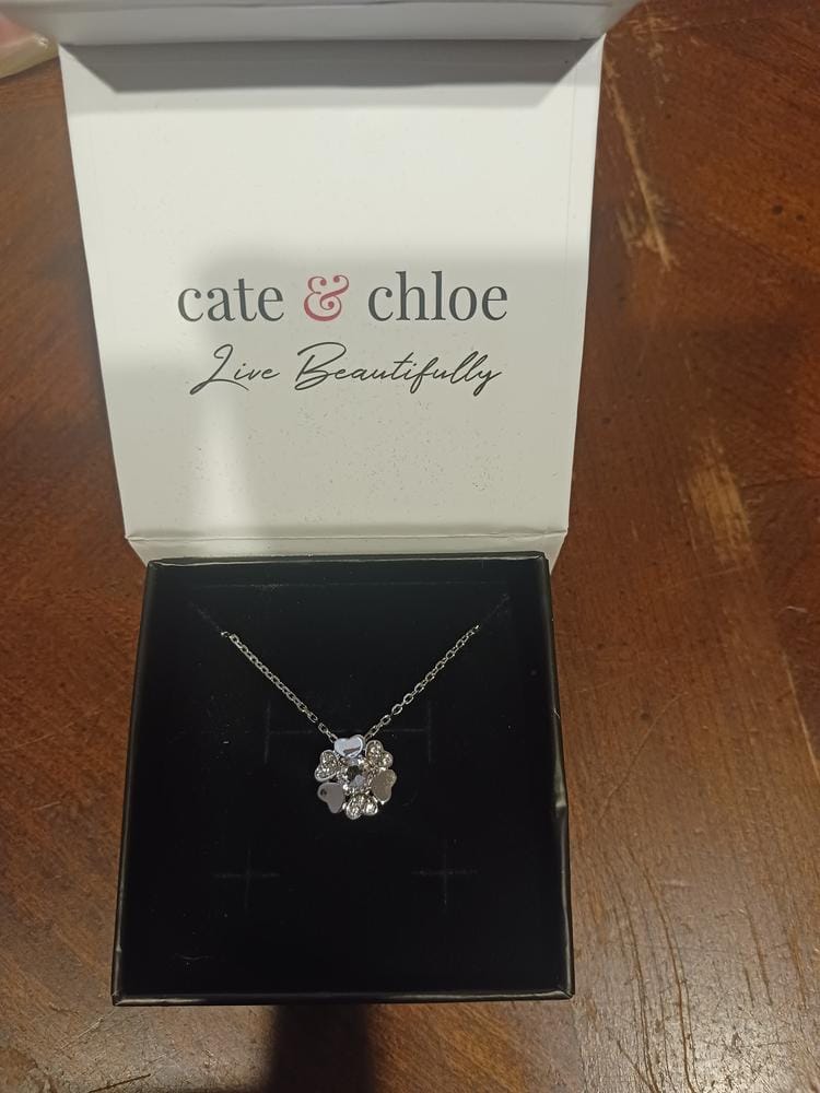 Customer photo review of Khloe 18k White Gold Plated Flower Heart Necklace with Crystals