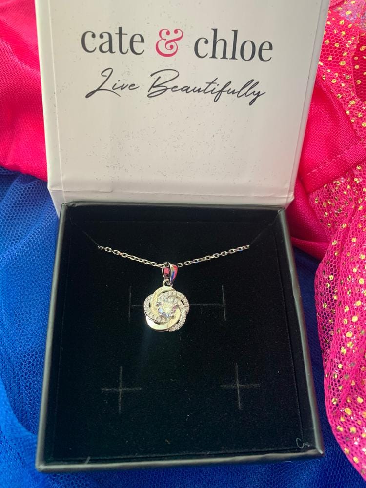 Customer photo review of Stella 18k White Gold Plated Crystal Pendant Necklace with Simulated Diamond Crystals