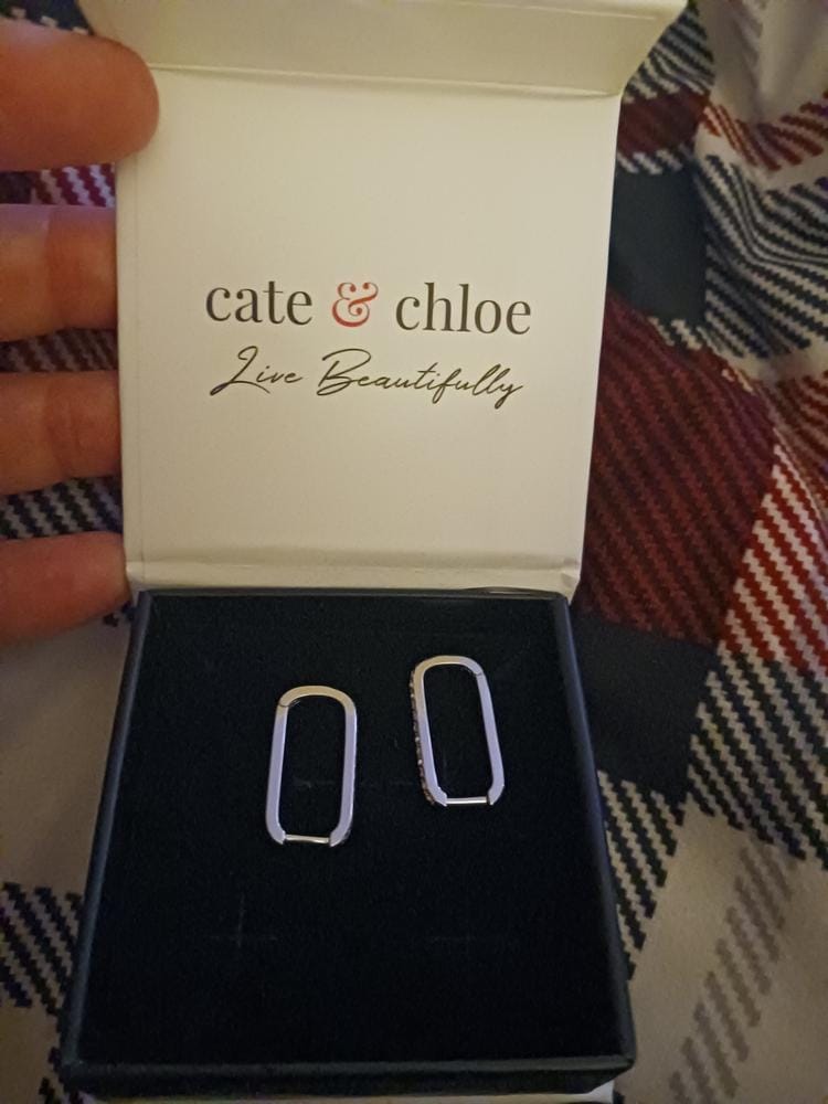 Customer photo review of Nadia 18k White Gold Plated 24mm Hoop Earrings with Swarovski Crystals