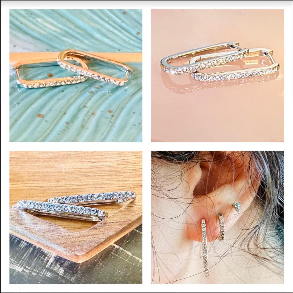 Customer photo review of Nadia 18k White Gold Plated 24mm Hoop Earrings with Swarovski Crystals