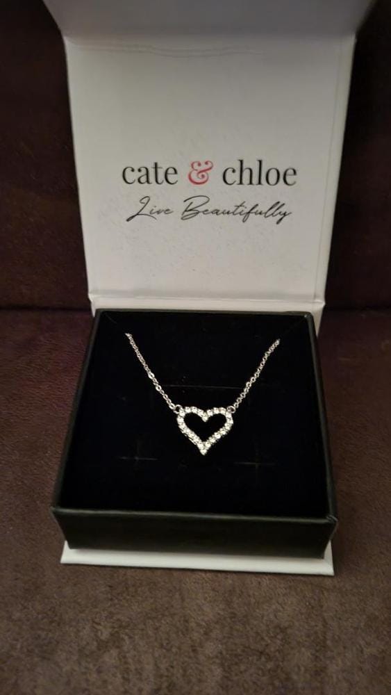 Customer photo review of Bristol 18k White Gold Plated Heart Necklace with Swarovski Crystals