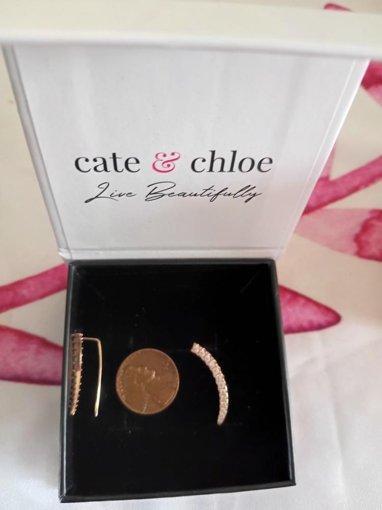 Customer photo review of Camila 18k White Gold Plated Ear Climber Earrings with Simulated Diamond Crystals