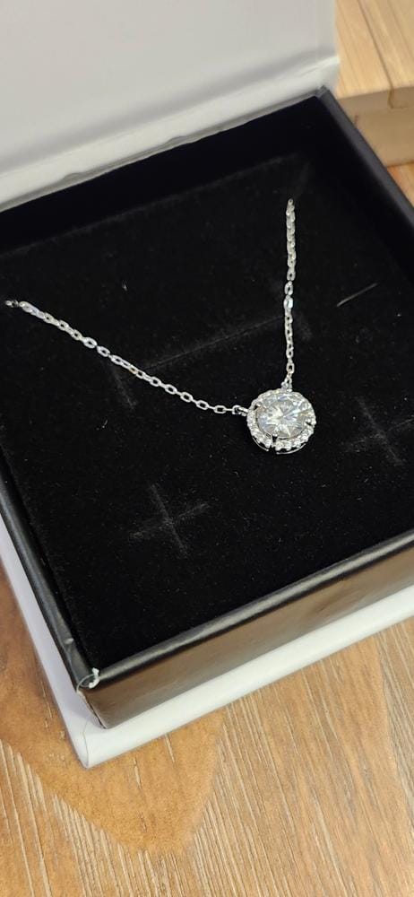 Customer photo review of Moissanite by Cate & Chloe Sutton 18k Gold Plated 925 Sterling Silver Necklace 1.1tcw