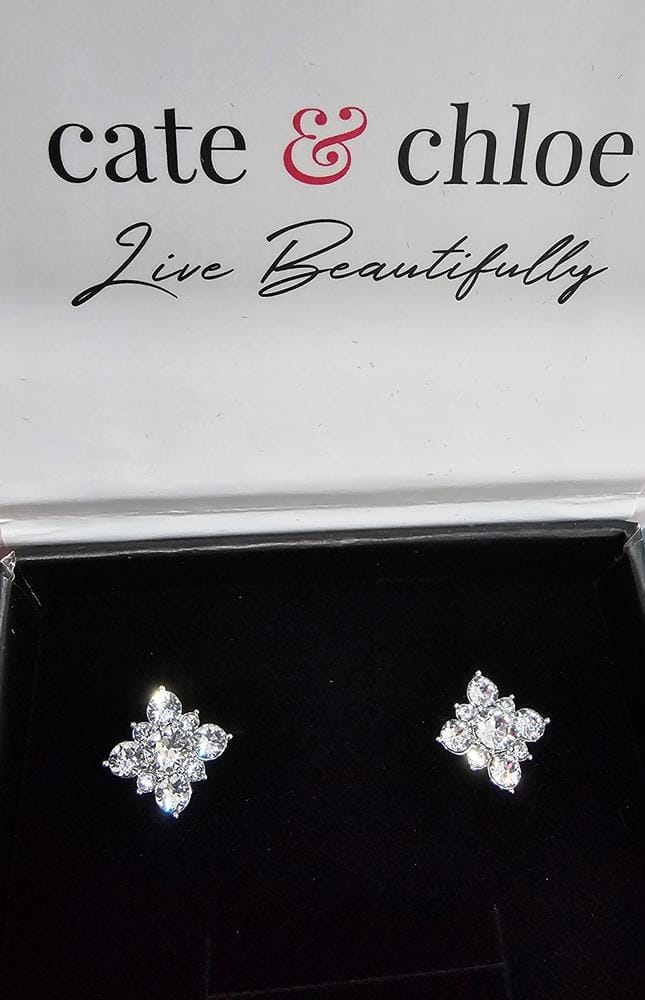 Customer photo review of Macie 18k White Gold Plated Cluster Stud Earrings with Swarovski Crystals - Final Sale