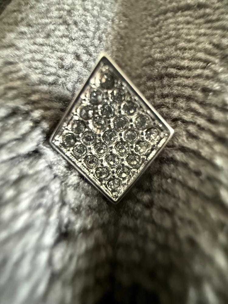 Customer photo review of Lennon 18k White Gold Plated Diamond Shaped Stud Earrings with Swarovski Crystals