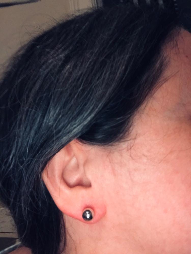 Customer photo review of Harper 18k White Gold Plated Ball Stud Earrings