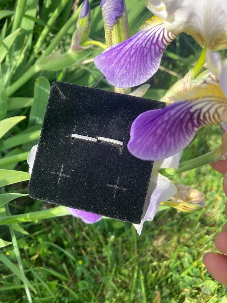 Customer photo review of Phoebe 18k White Gold Plated 14mm Hoop Earrings with Swarovski Crystals