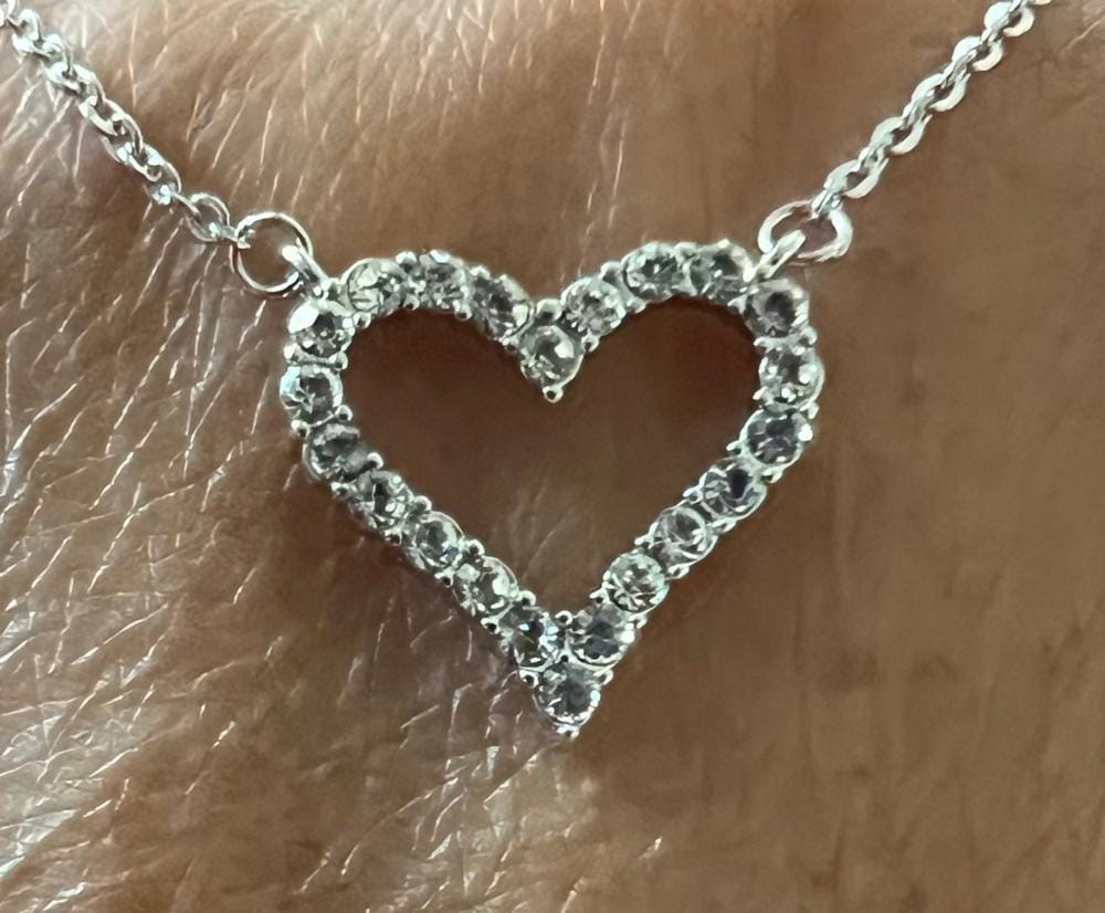 Customer photo review of Bristol 18k White Gold Plated Heart Necklace with Swarovski Crystals