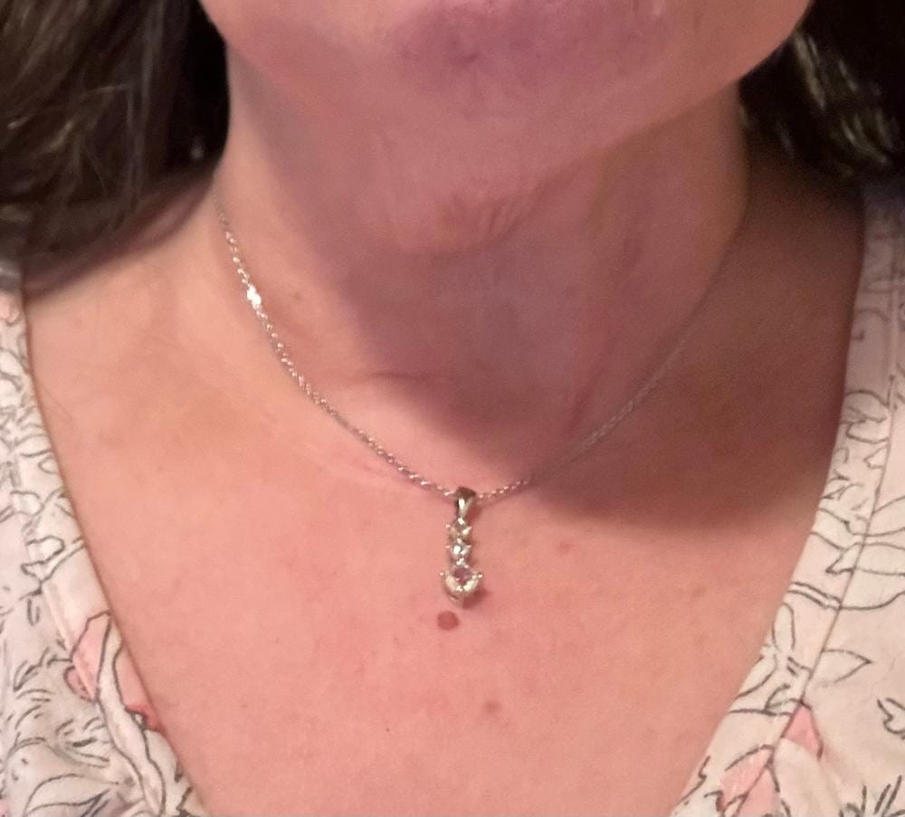 Customer photo review of Delilah 18k White Gold Plated Drop Pendant Necklace with Swarovski Crystals