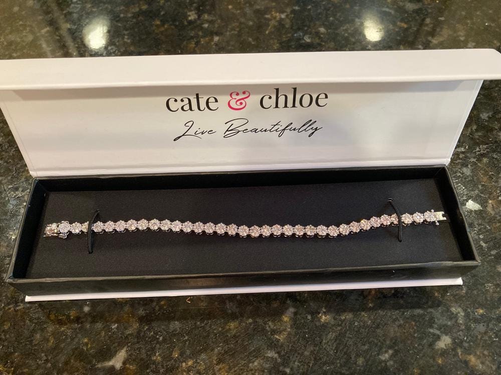 Customer photo review of Ally 18k White Gold Plated Tennis Bracelet with Simulated Diamond Crystals