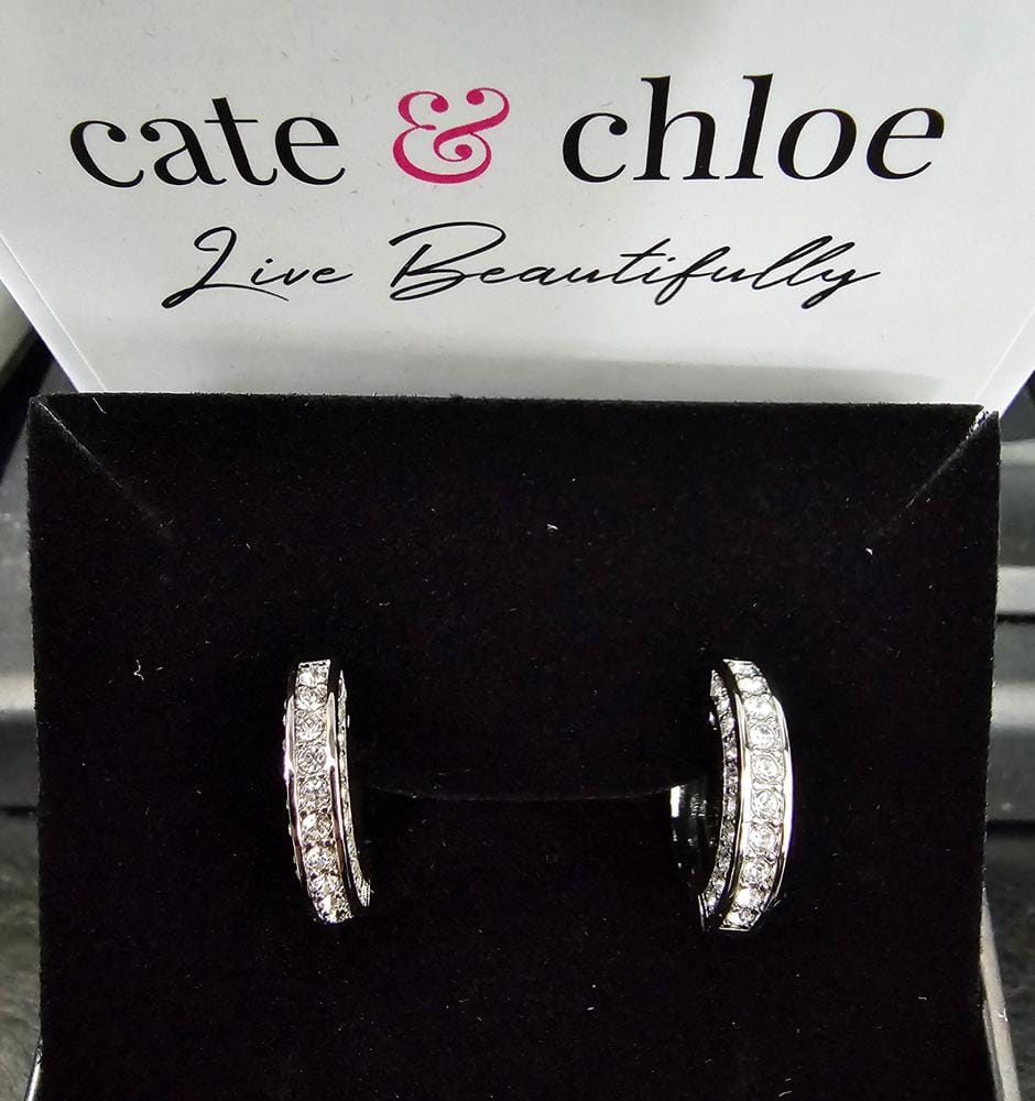 Customer photo review of Viviana 18k White Gold Plated 17mm Hoop Earrings with Swarovski Crystals