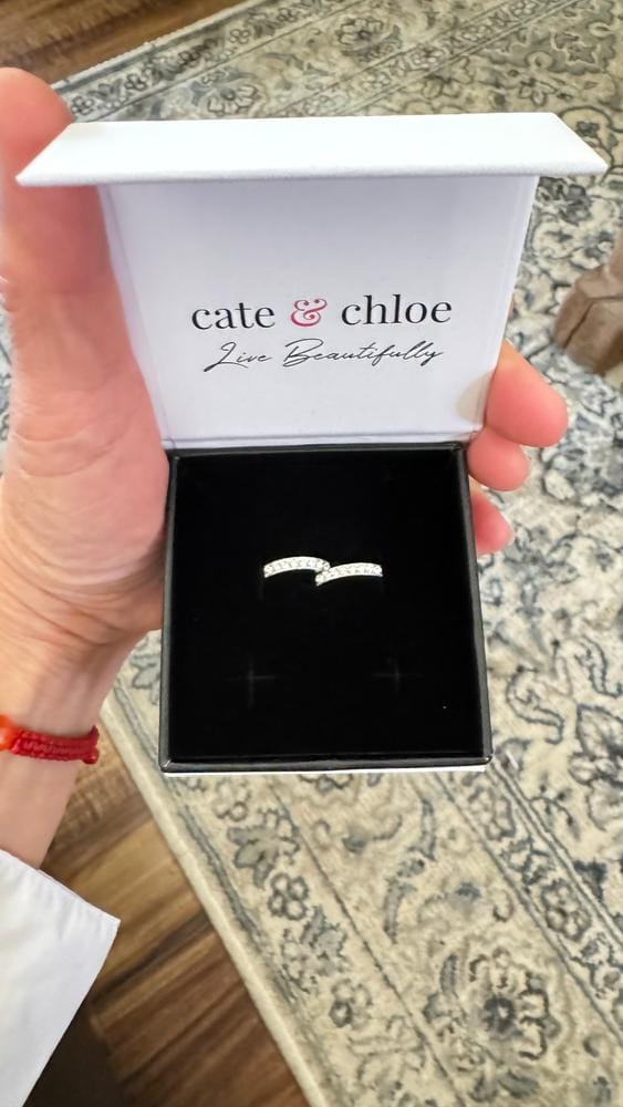 Customer photo review of Lydia 18k White Gold Plated 16mm Hoop Earrings with Swarovski Crystals