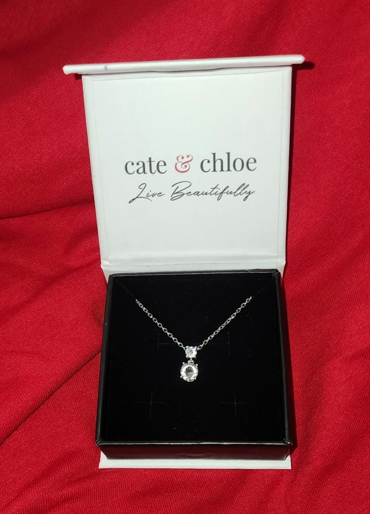 Customer photo review of Jasmine 18k White Gold Plated Drop Necklace with Swarovski Crystals