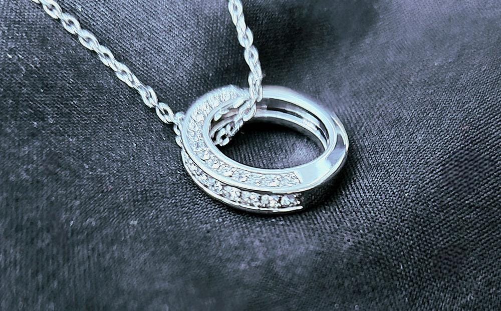 Customer photo review of Viviana 18k White Gold Plated Hoop Pendant Necklace with Swarovski Crystals