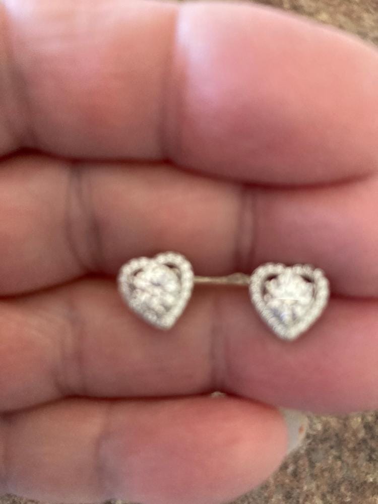 Customer photo review of Moissanite by Cate & Chloe Briana 18k Gold Plated 925 Sterling Silver Stud Earrings 1.21tcw
