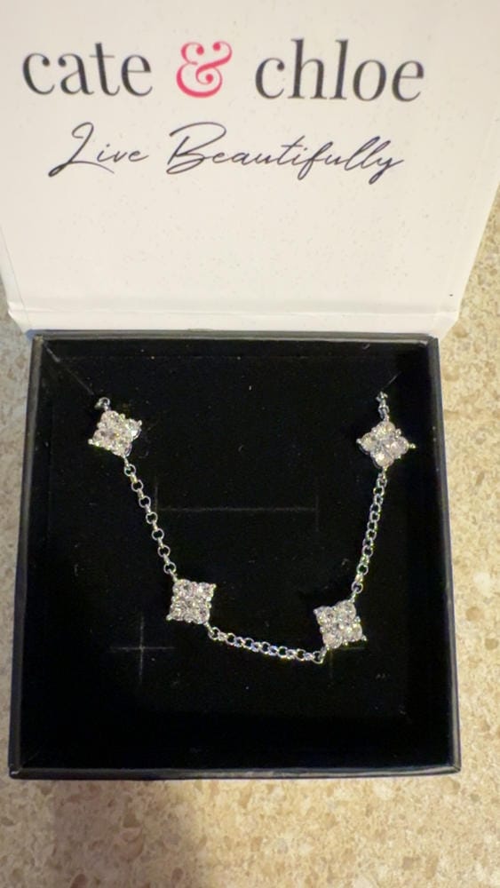 Customer photo review of Adeline 18k White Gold Plated Station Bracelet with Swarovski Crystals