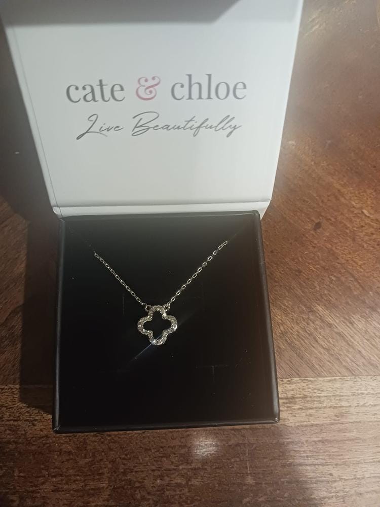Customer photo review of Cassandra 18k White Gold Plated Necklace with Swarovski Crystals