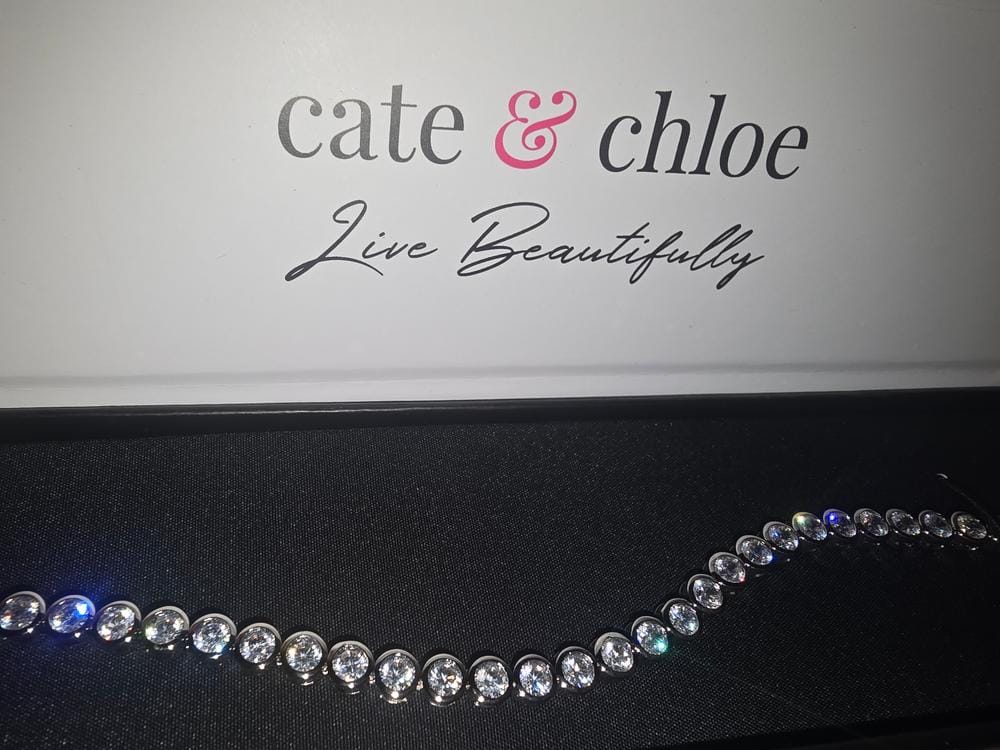 Customer photo review of Joelle 18k White Gold Plated Tennis Bracelet with Simulated Diamond Crystals