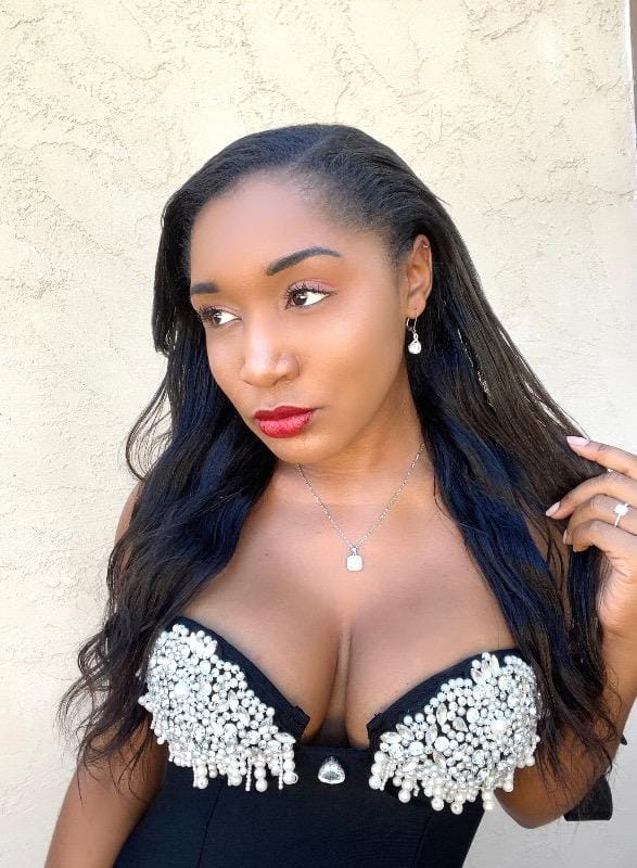 Customer photo review of Alessandra 18k White Gold Plated Infinity Drop Earrings with Simulated Diamond Crystals