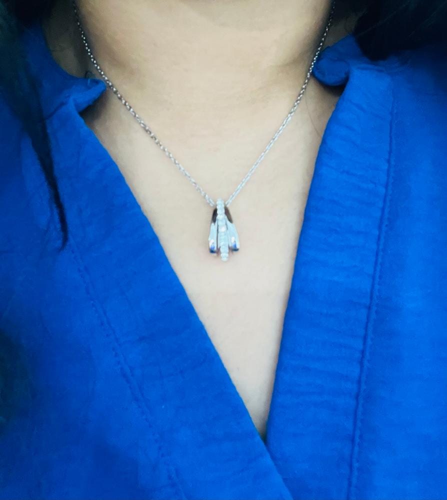 Customer photo review of Bella 18k White Gold Plated Necklace with Swarovski Crystals