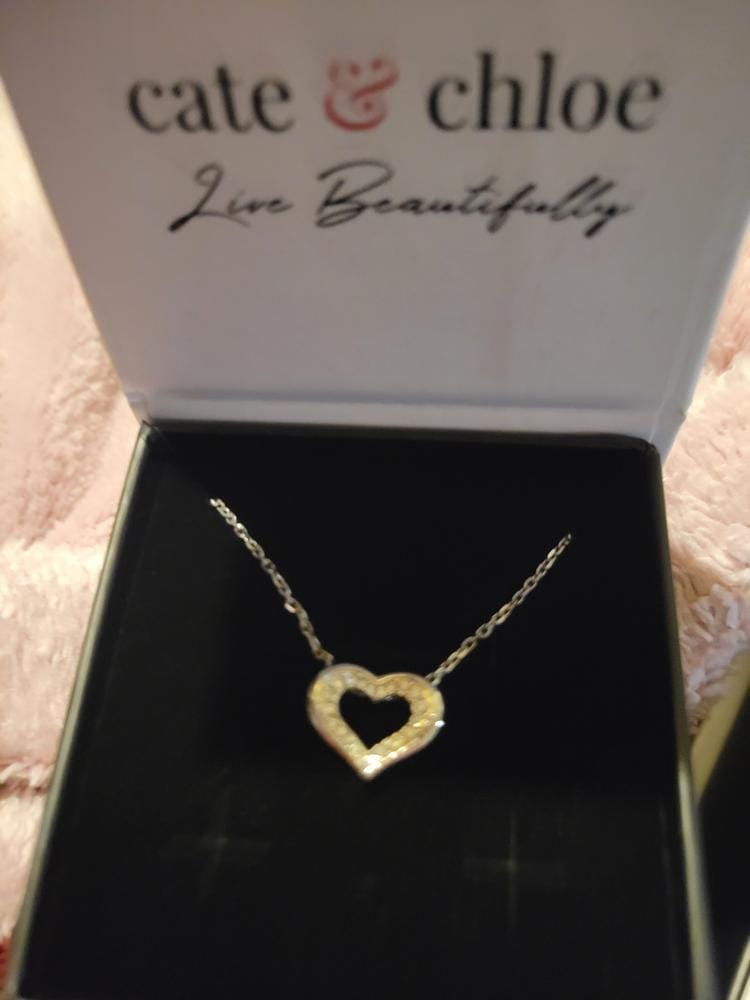 Customer photo review of Dominique 18k White Gold Plated Silver Necklace with Swarovski Crystals