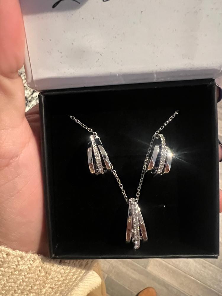 Customer photo review of Bella 18k White Gold Plated 17mm Hoop Earrings with Swarovski Crystals