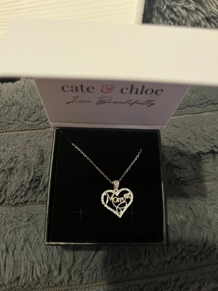 Customer photo review of Rhonda 18k White Gold Plated Mom Heart Necklace with Swarovski Crystals